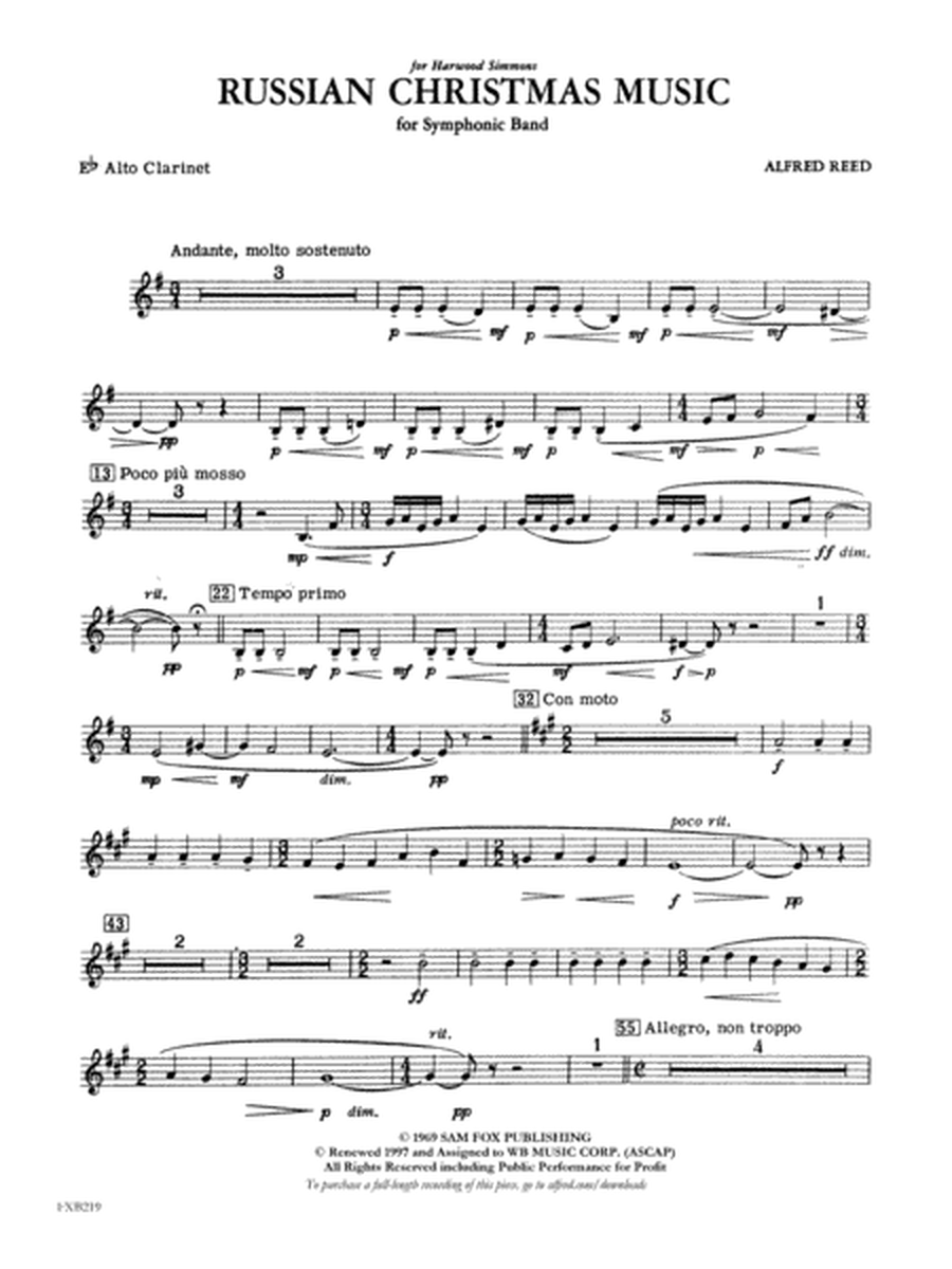 Russian Christmas Music: E-flat Alto Clarinet