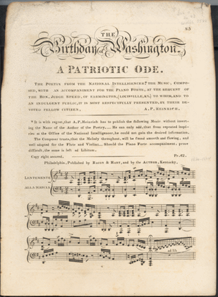 The Birthday of Washington. A Patriotic Ode