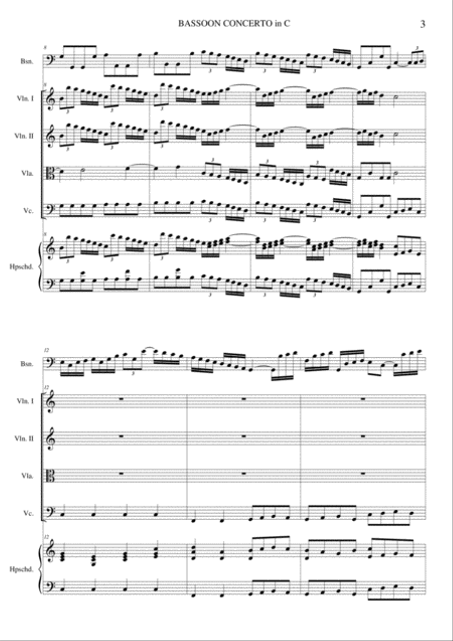 BASSOON CONCERTO in C RV478 - With Parts String Orchestra scores gallery preview page 3