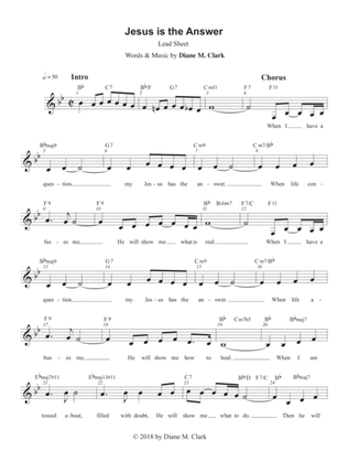 Book cover for Jesus is the Answer (Bb Major) LEAD SHEET