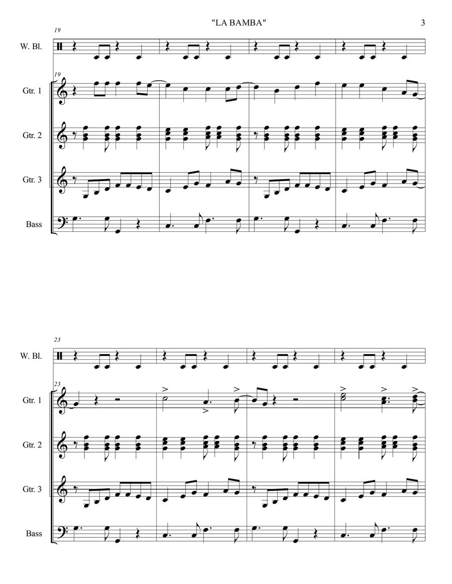 La Bamba Guitar Ensemble scores gallery preview page 5