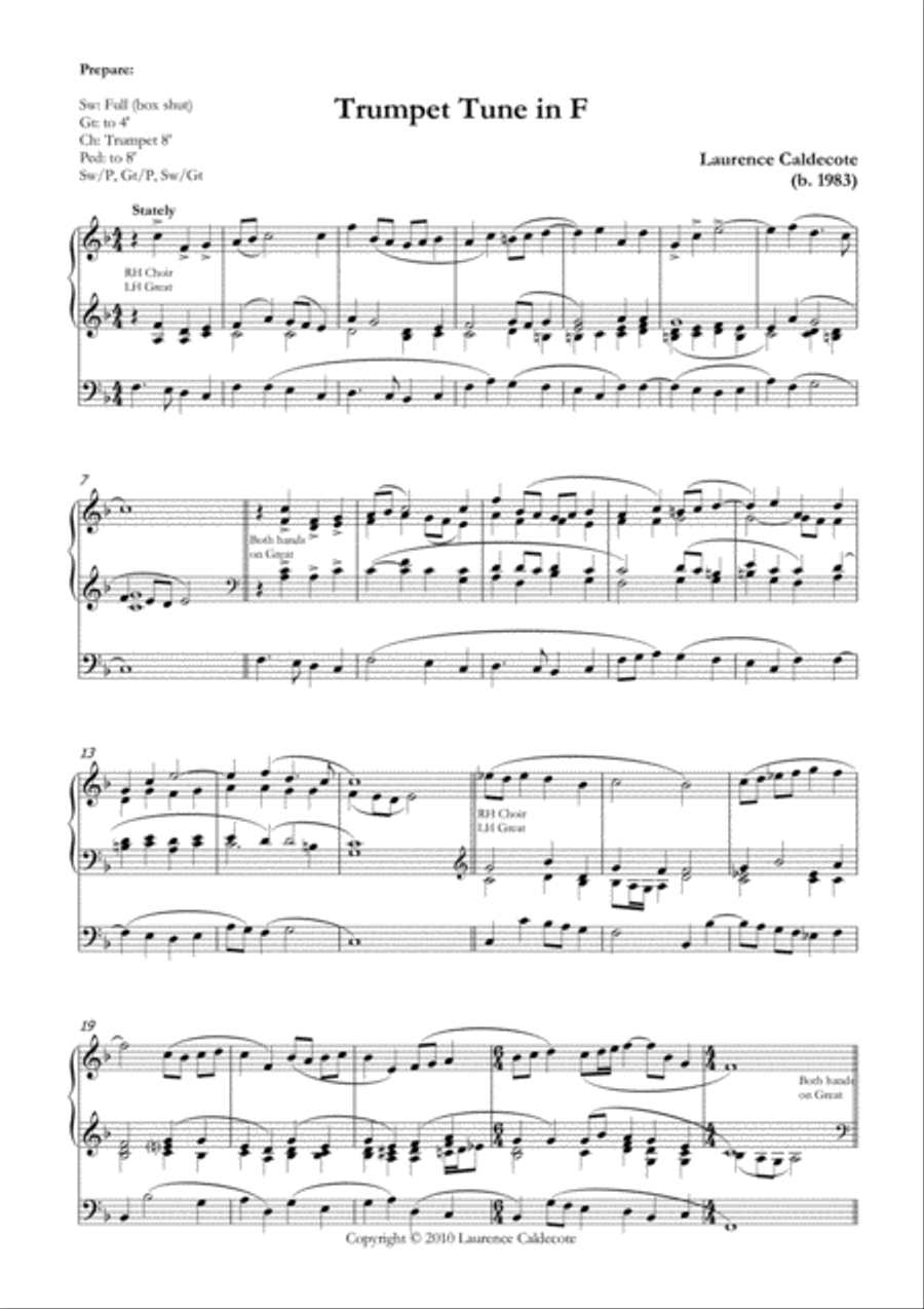 Trumpet Tune in F Trumpet scores gallery preview page 1