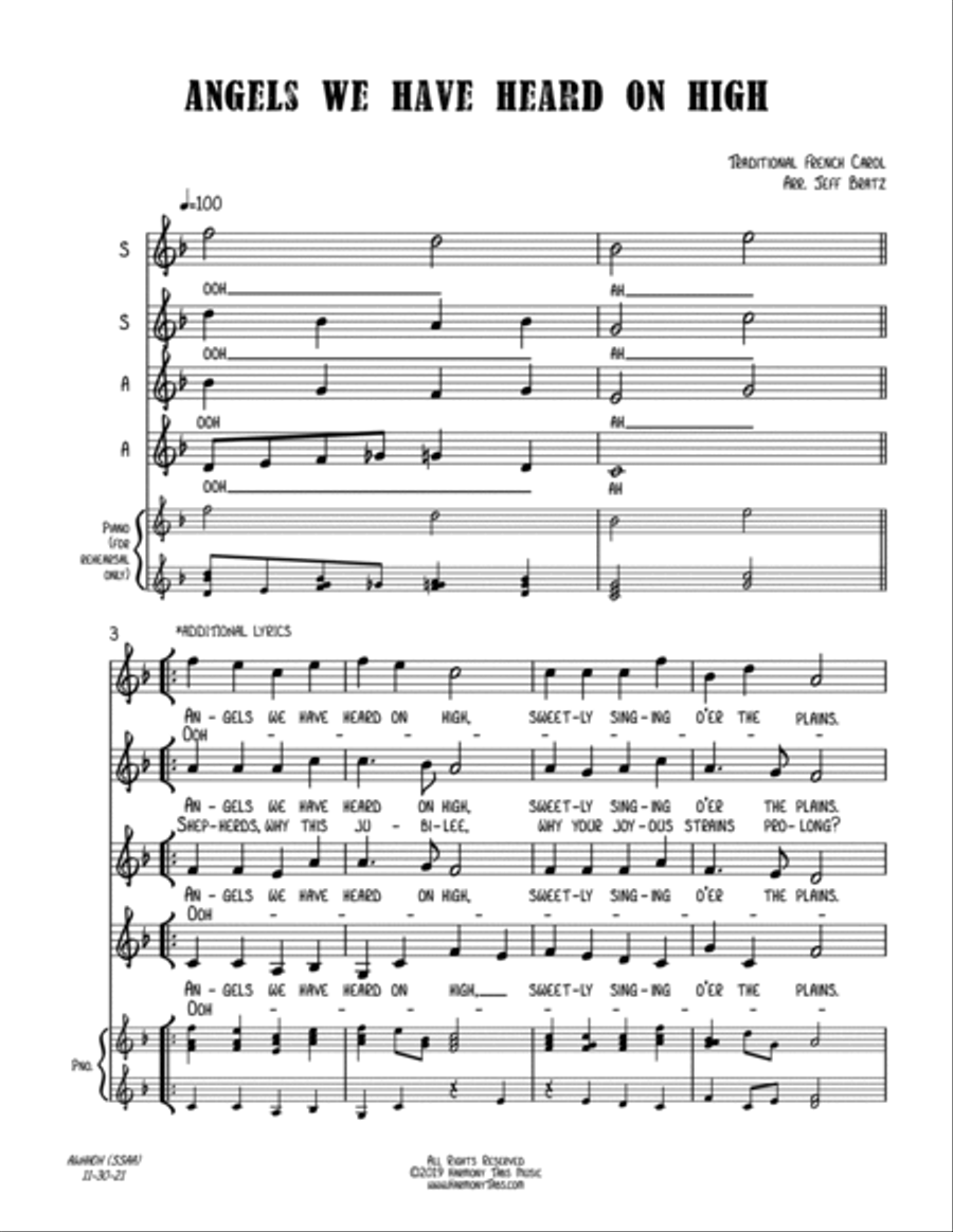 Angels We Have Heard On High (SSAA A Cappella) SSAA scores gallery preview page 2