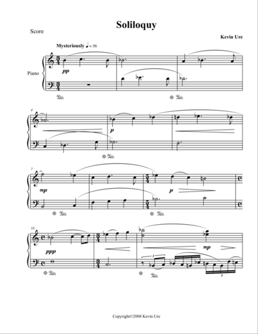 Soliloquy for Piano Easy Piano scores gallery preview page 1