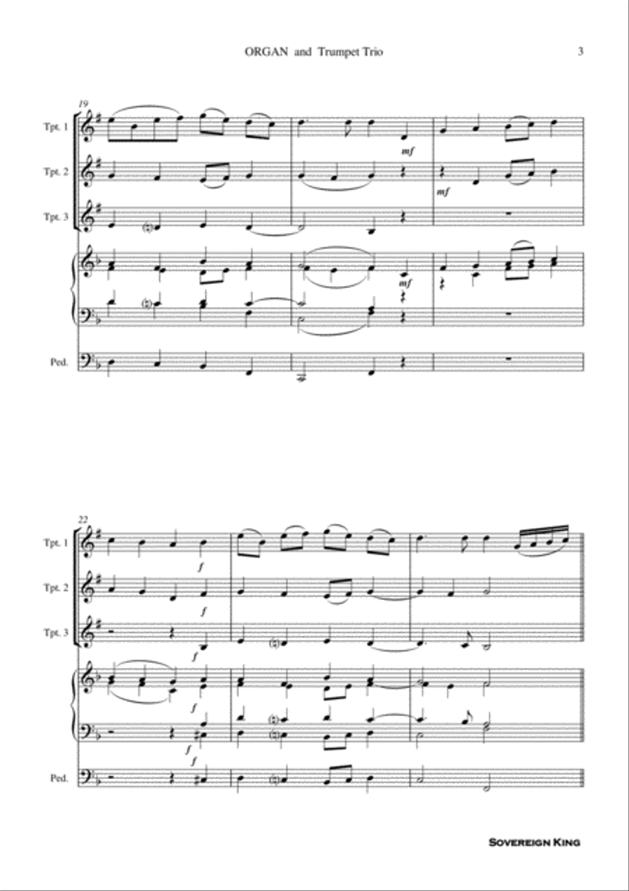 Sovereign King - Trumpet Trio with Organ Score and Parts PDF Trumpet Trio scores gallery preview page 4