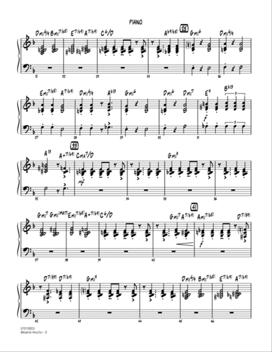 Besame Mucho (Kiss Me Much) - Piano Jazz Ensemble scores gallery preview page 2