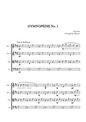 Gymnopédie no 1 | String Quartet | Original Key |Easy intermediate