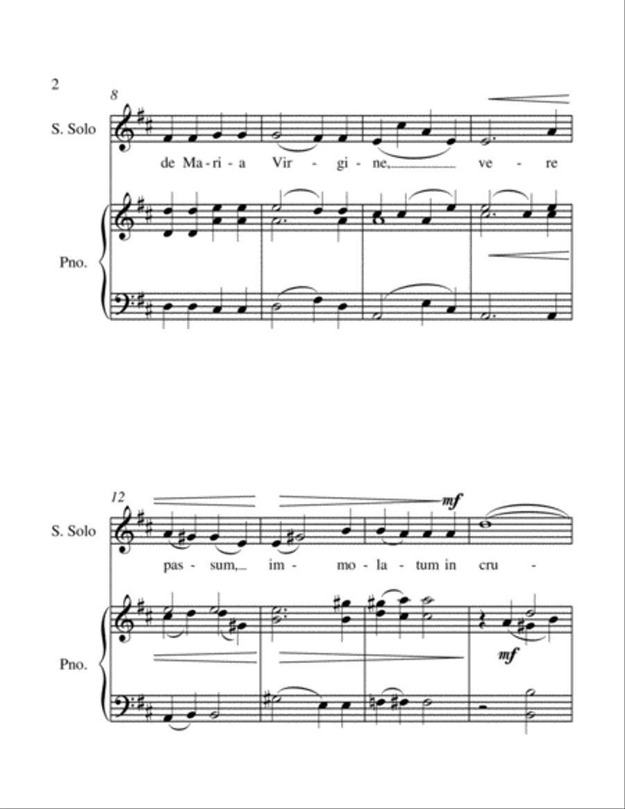 Ave Verum Corpus Soprano Voice and Piano - Intermediate level Soprano Voice scores gallery preview page 2