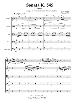 Book cover for Mozart: Sonata K. 545 "Semplice" for String Orchestra