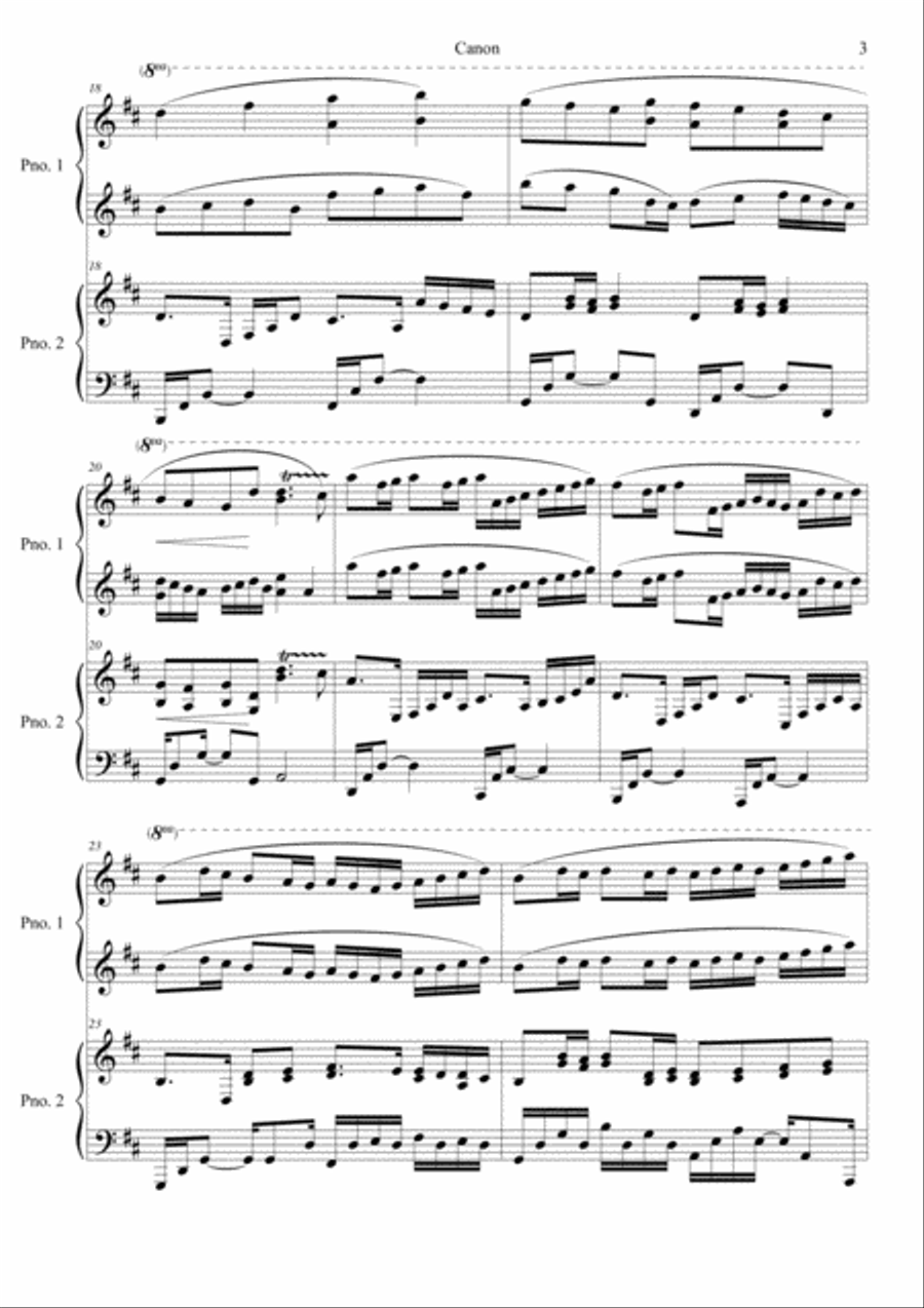 Canon in D (Hard Version) Piano Duet scores gallery preview page 3