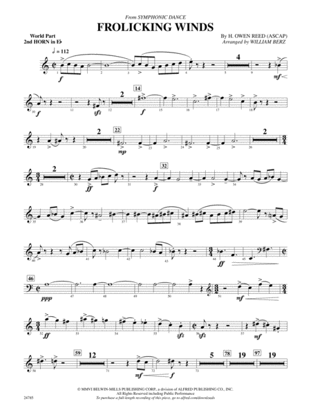 Frolicking Winds (from Symphonic Dance): (wp) 2nd Horn in E-flat