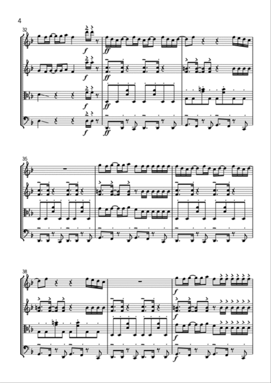 Uptown Funk String Quartet scores gallery preview page 4