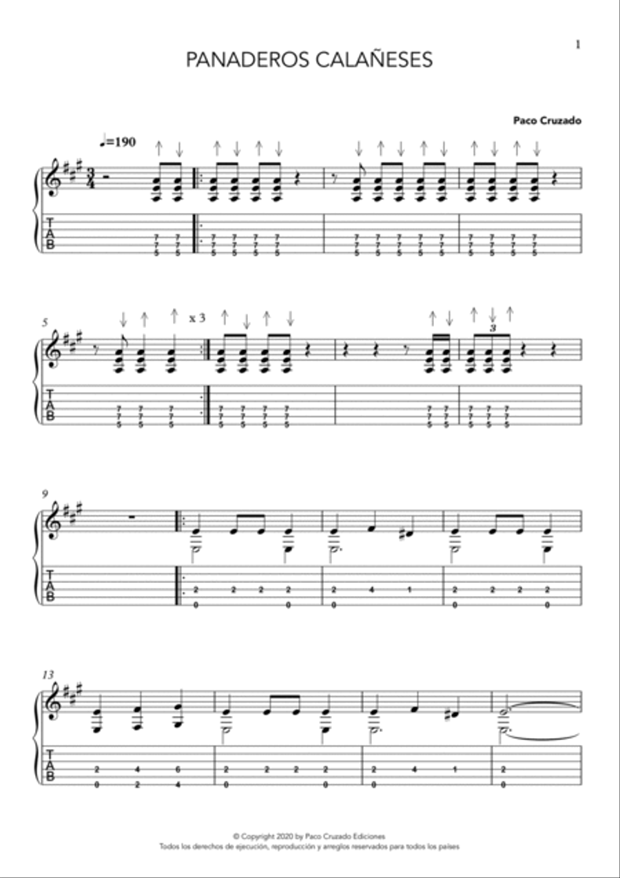 Panaderos Calañeses Panaderos Calañeses Guitar Tablature scores gallery preview page 3