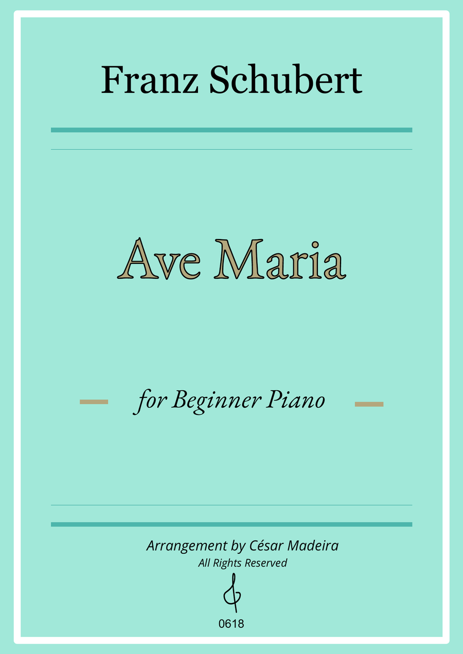 Ave Maria by Schubert - Easy Piano - W/Chords (Full Score) Easy Piano scores gallery preview page 1