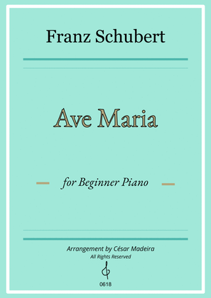 Ave Maria by Schubert - Easy Piano - W/Chords (Full Score)