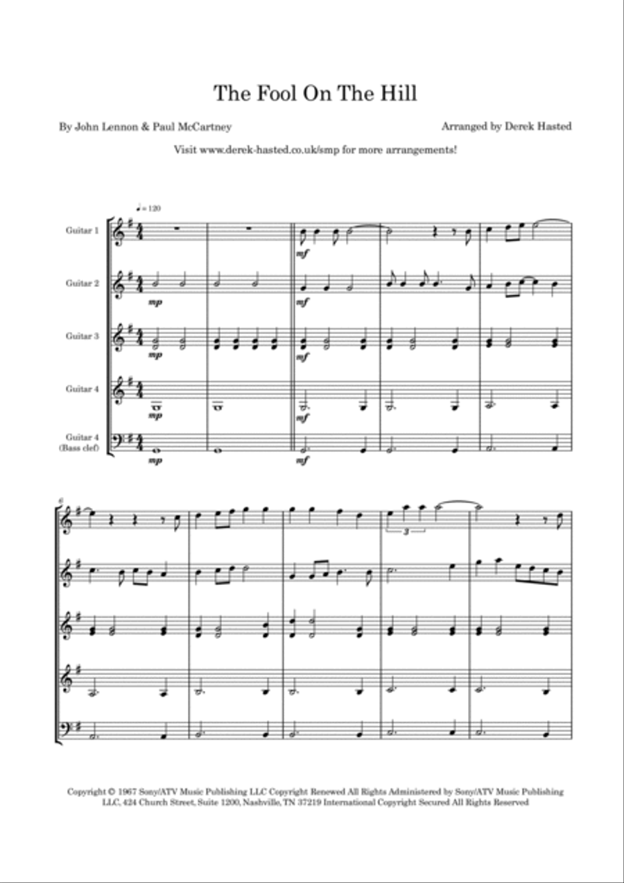 The Fool On The Hill Guitar Ensemble scores gallery preview page 6