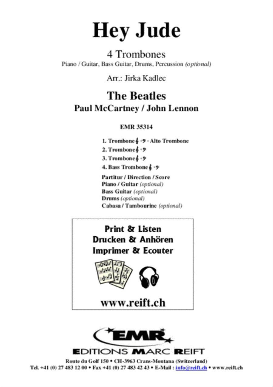 Hey Jude Trombone Quartet scores gallery preview page 2