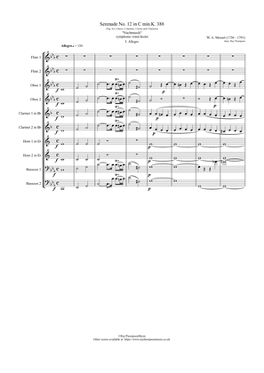 Book cover for Mozart: Serenade No.12 in C minor “Nachtmusik” K388 - wind dectet