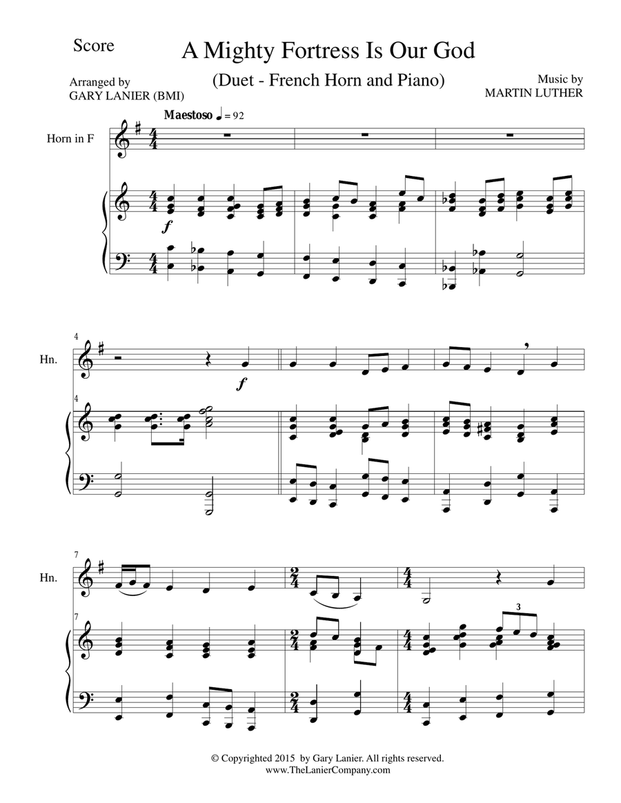 MAJESTIC HYMNS, SET II (Duets for Horn in F & Piano) Brass Duet scores gallery preview page 3