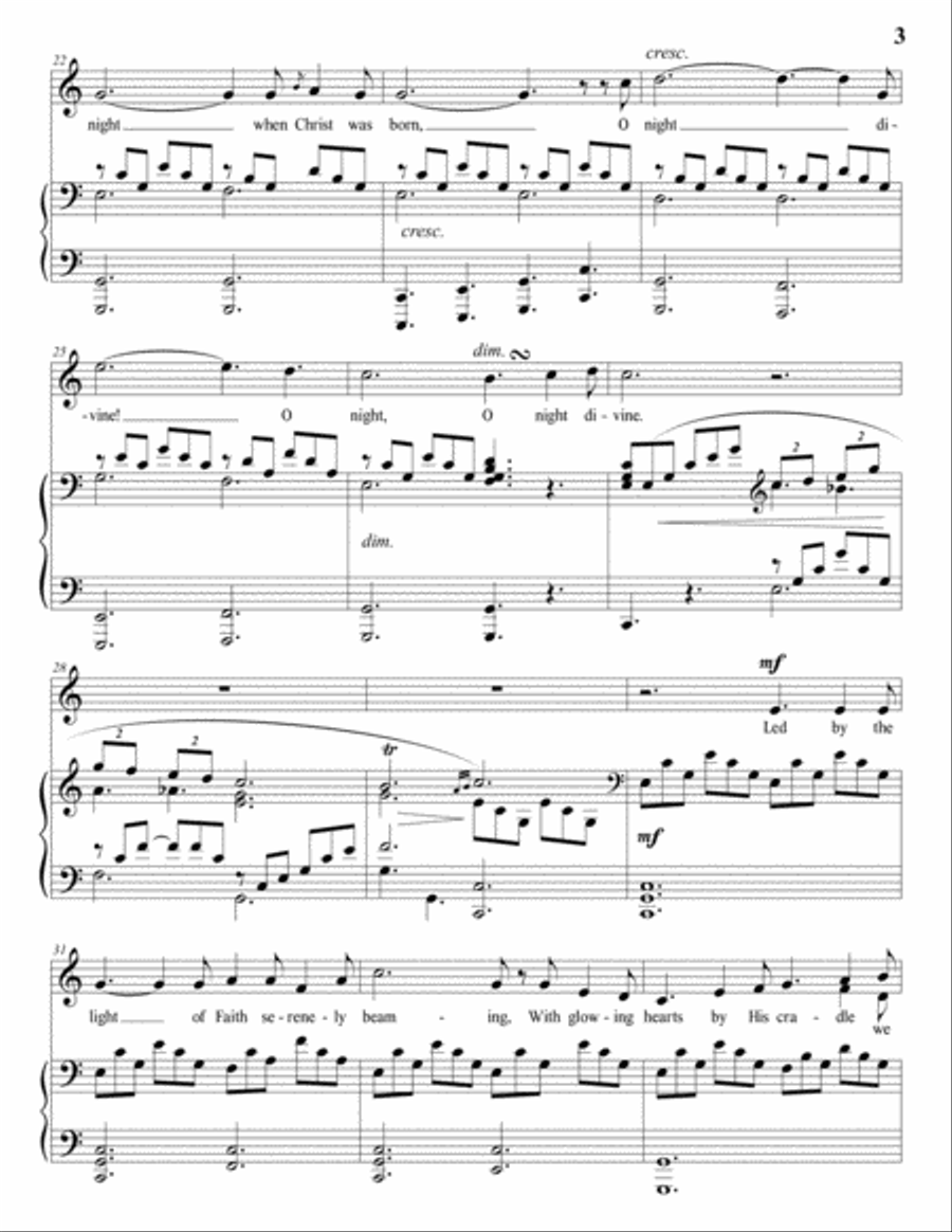 ADAM: O Holy Night (transposed to C major) Voice scores gallery preview page 4