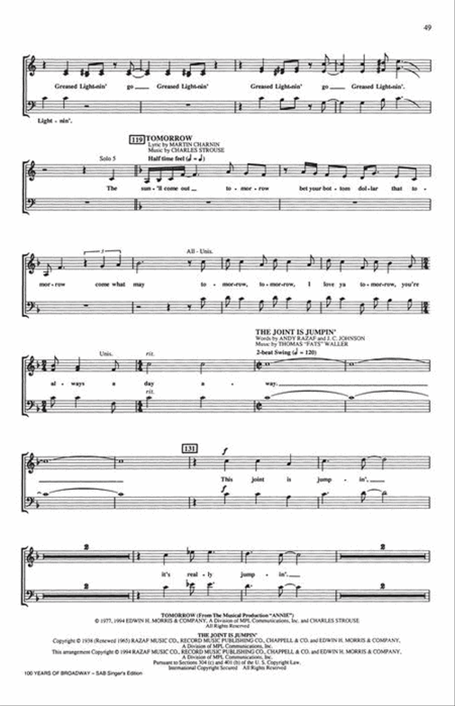 100 Years of Broadway (Medley) 3-Part scores gallery preview page 8