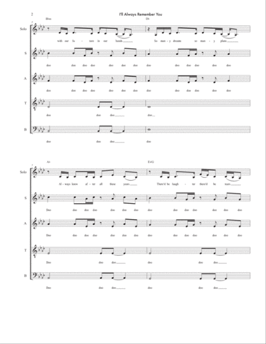 I'll Always Remember You 4-Part scores gallery preview page 3