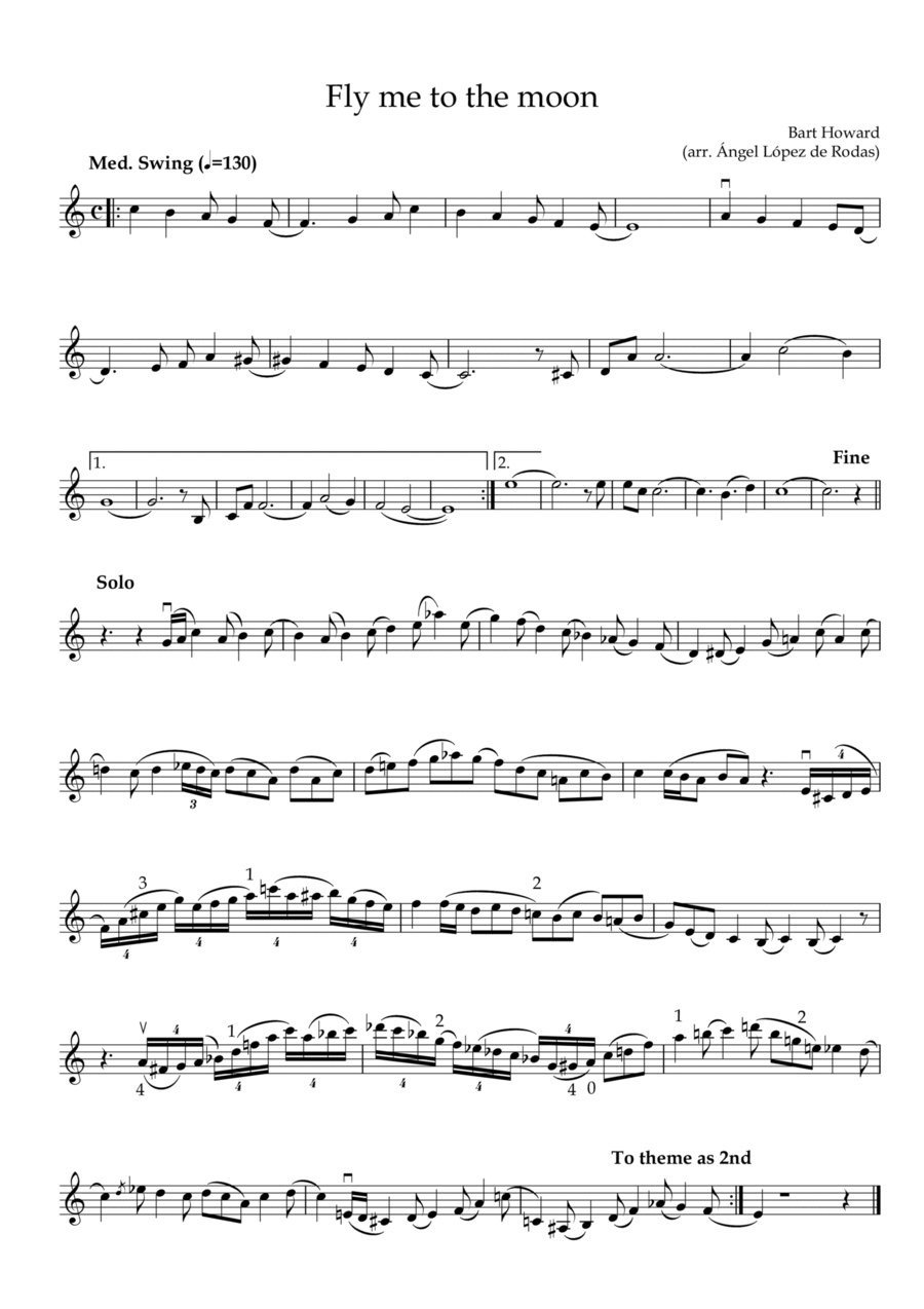 Fly Me To The Moon (in Other Words) Violin Solo scores gallery preview page 1