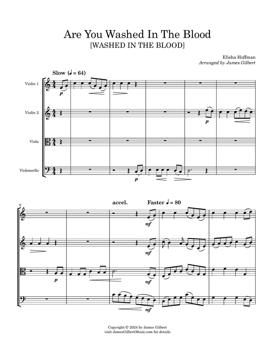 Are You Washed In The Blood String Quartet scores gallery preview page 5
