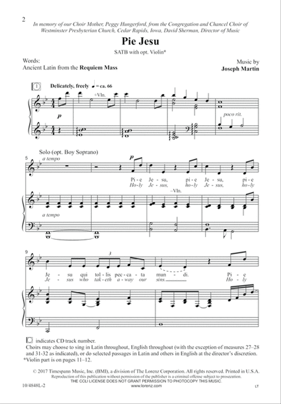 Pie Jesu Pie Jesu 4-Part scores gallery preview page 2