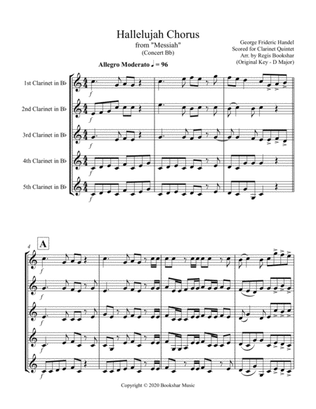 Hallelujah (from "Messiah") (Bb) (Clarinet Quintet)