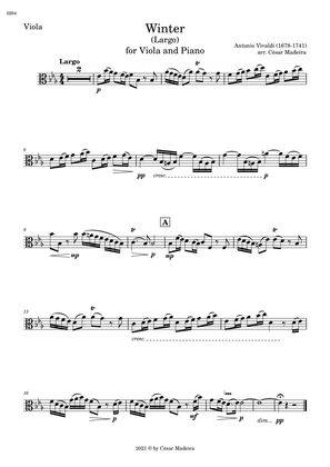 Winter by Vivaldi - Viola and Piano - II. Largo (Individual Parts)