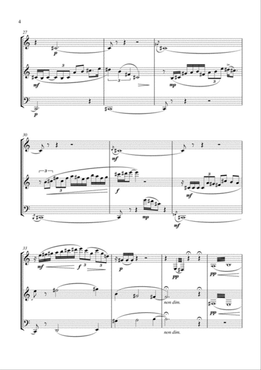 Carson Cooman: Giant Colored Bird II (2005) for two Bb clarinets and bassoon Woodwind Trio scores gallery preview page 4