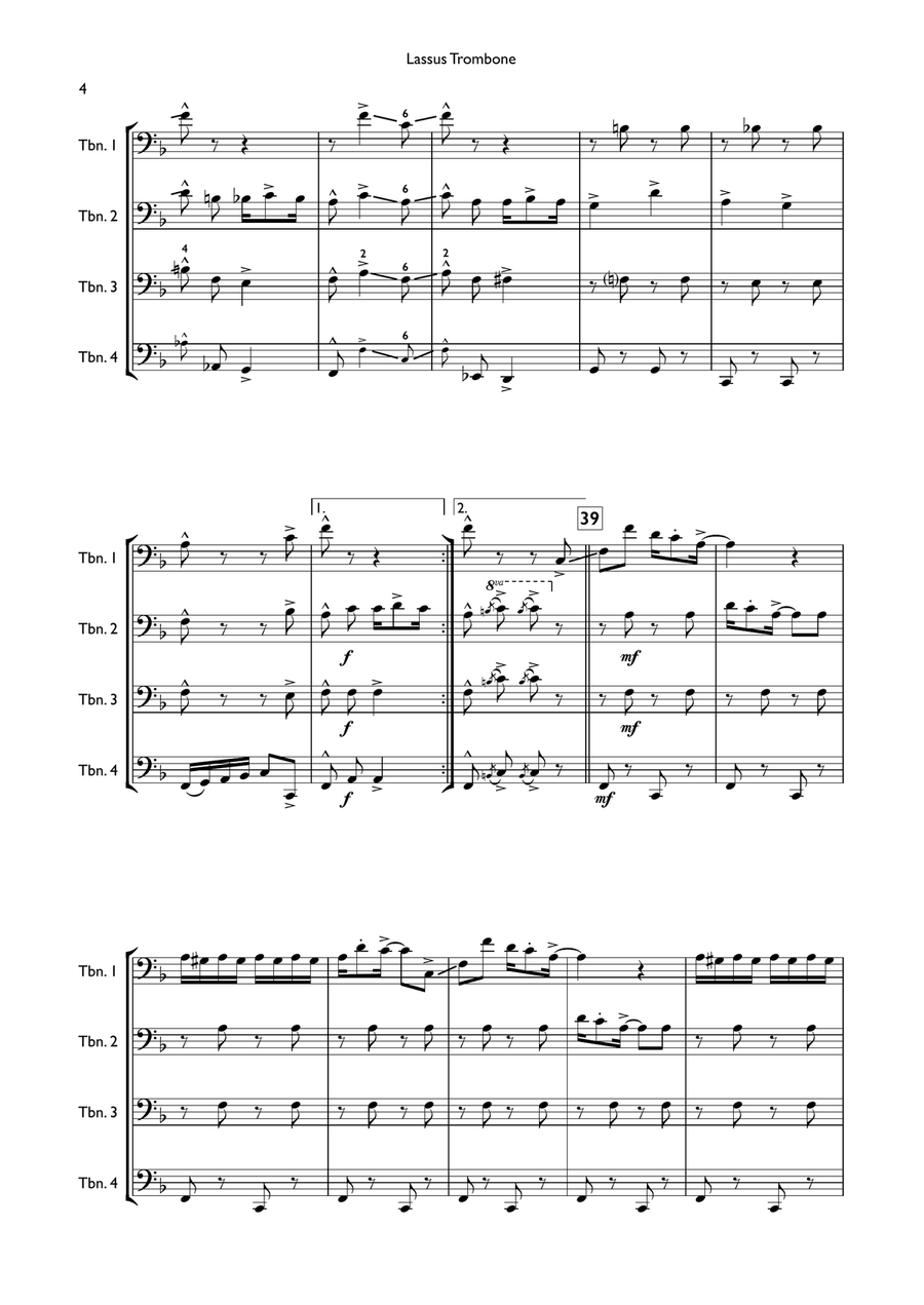 Lassus Trombone for Trombone Quartet Trombone Quartet scores gallery preview page 5