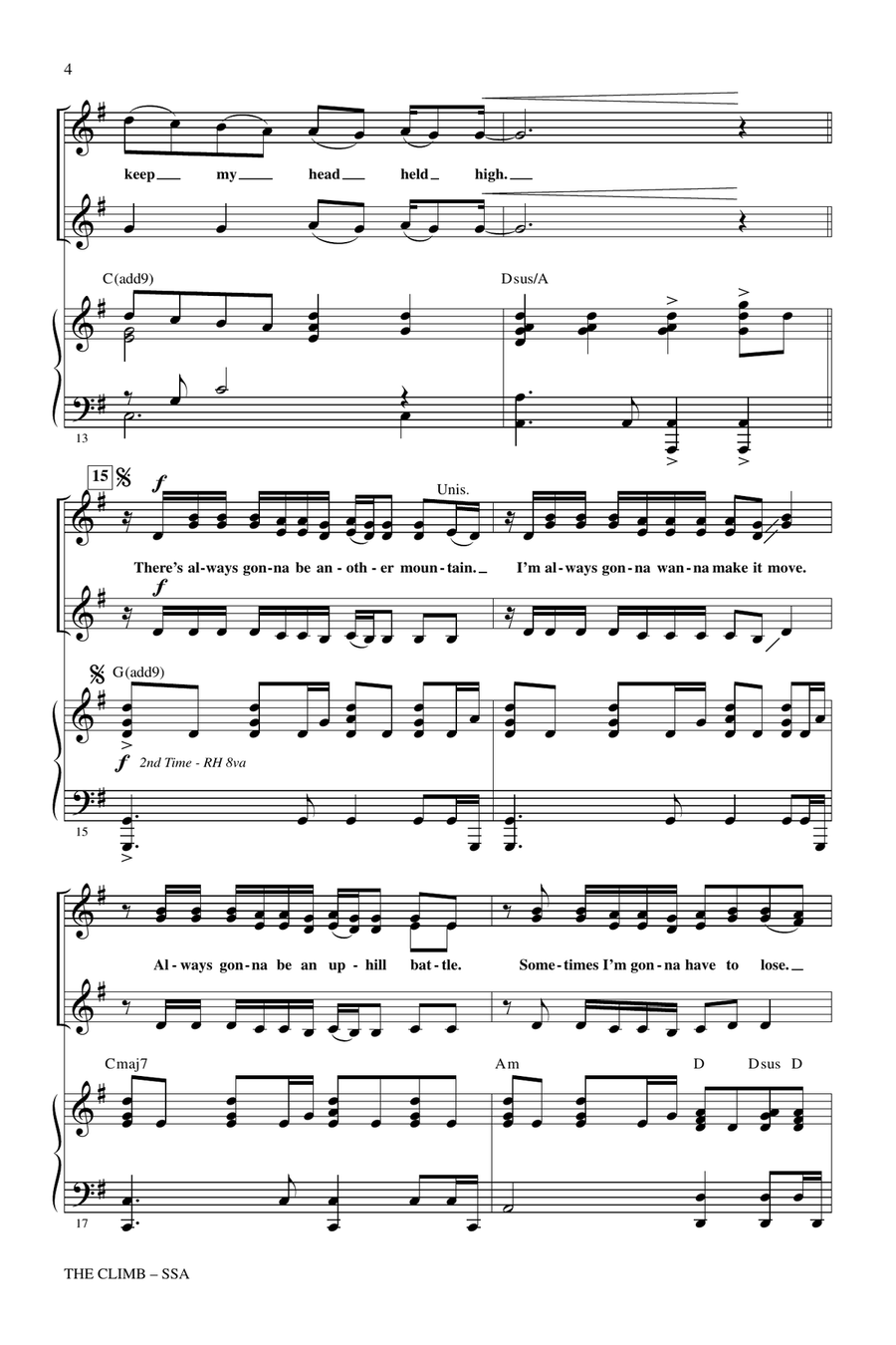The Climb (from Hannah Montana: The Movie) (arr. Mark Brymer) SSA scores gallery preview page 3