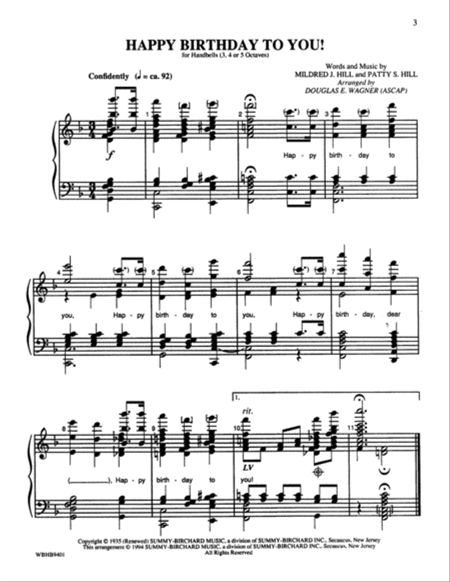 Happy Birthday to You! Happy Birthday to You! Handbell Choir scores gallery preview page 3