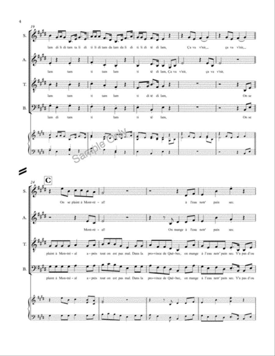 Ca Va Venir 4-Part scores gallery preview page 4