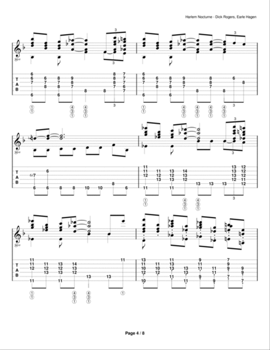 Harlem Nocturne Classical Guitar scores gallery preview page 4
