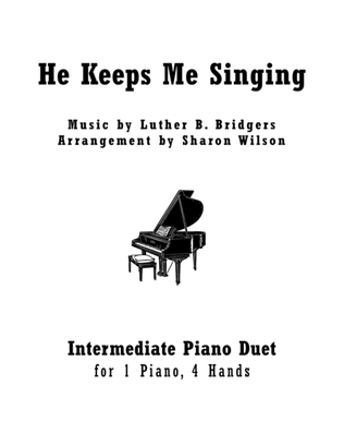 Book cover for He Keeps Me Singing (1 Piano, 4 Hands)