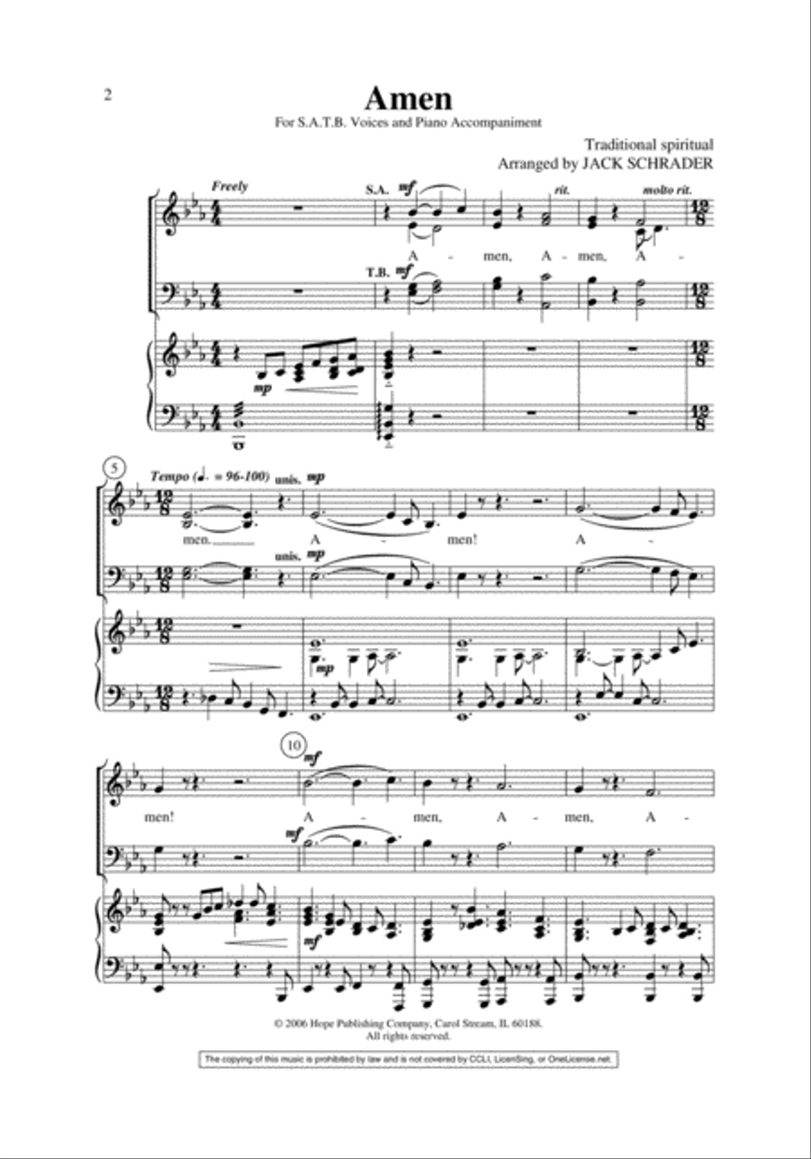 Amen Amen 4-Part scores gallery preview page 2