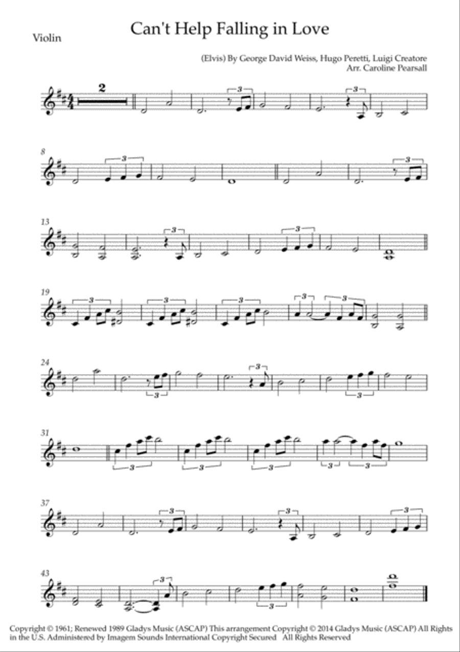 Can't Help Falling In Love String Trio scores gallery preview page 4