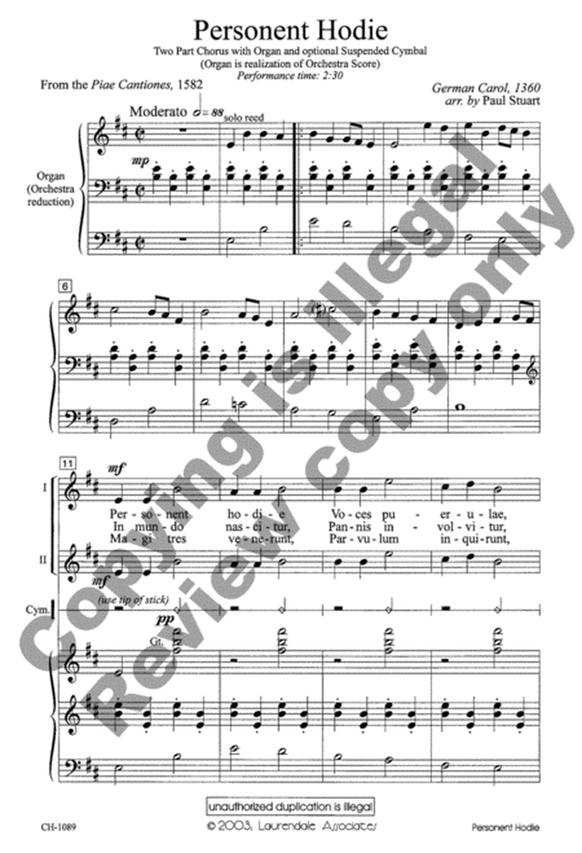 Personent Hodie (Choral Score)