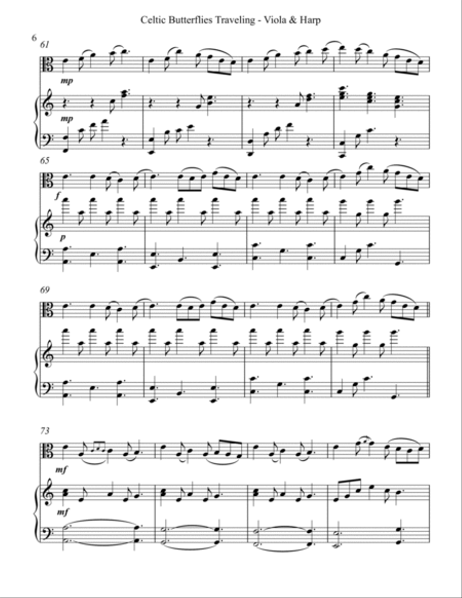 Celtic Butterflies Traveling, Duet for Viola and Harp