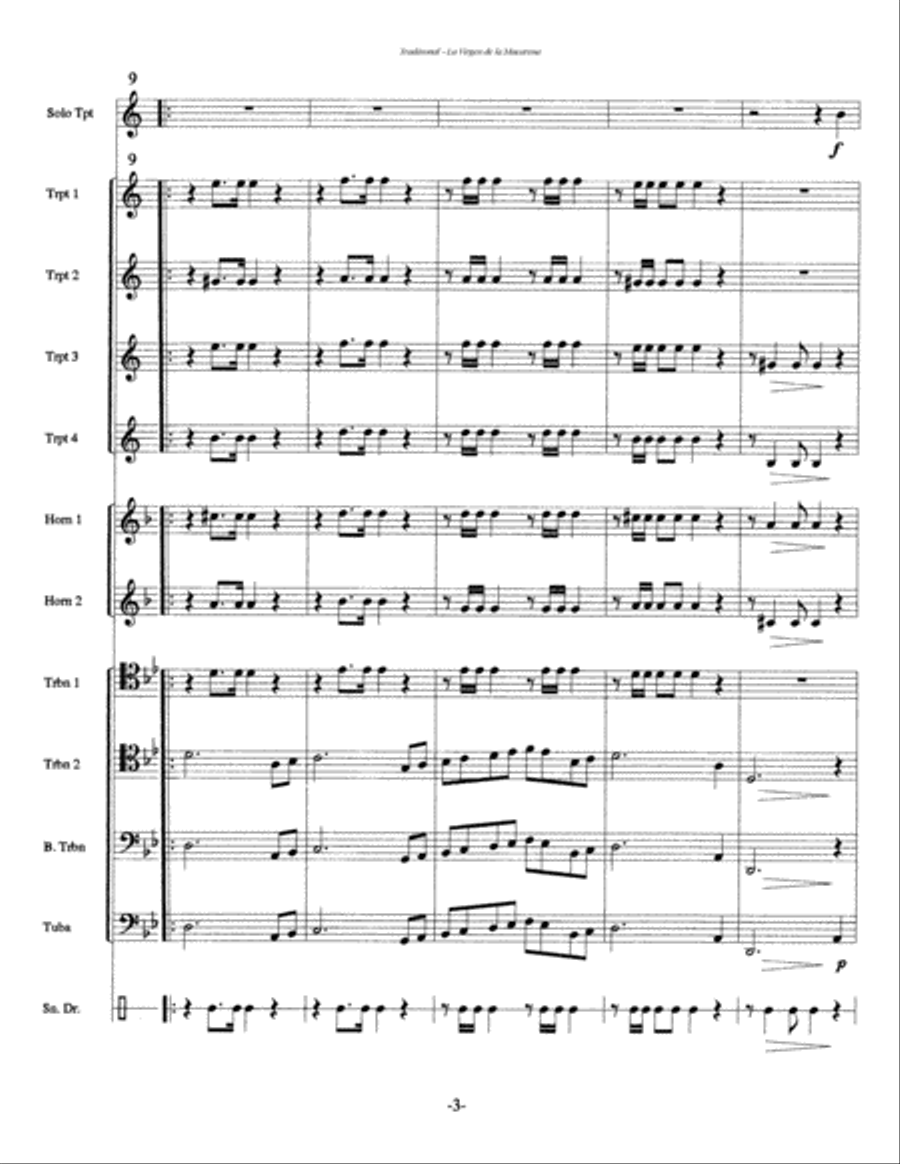 La Virgen De La Macarena for Solo Trumpet, 10-part Brass Ensemble & Percussion Trumpet Solo scores gallery preview page 4