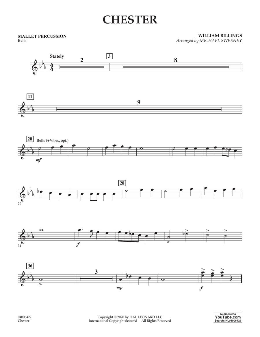 Chester (arr. Michael Sweeney) - Mallet Percussion Concert Band scores gallery preview page 1
