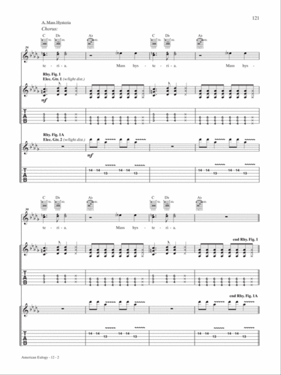 American Eulogy (A: Mass Hysteria B: Modern World) Guitar Tablature scores gallery preview page 2