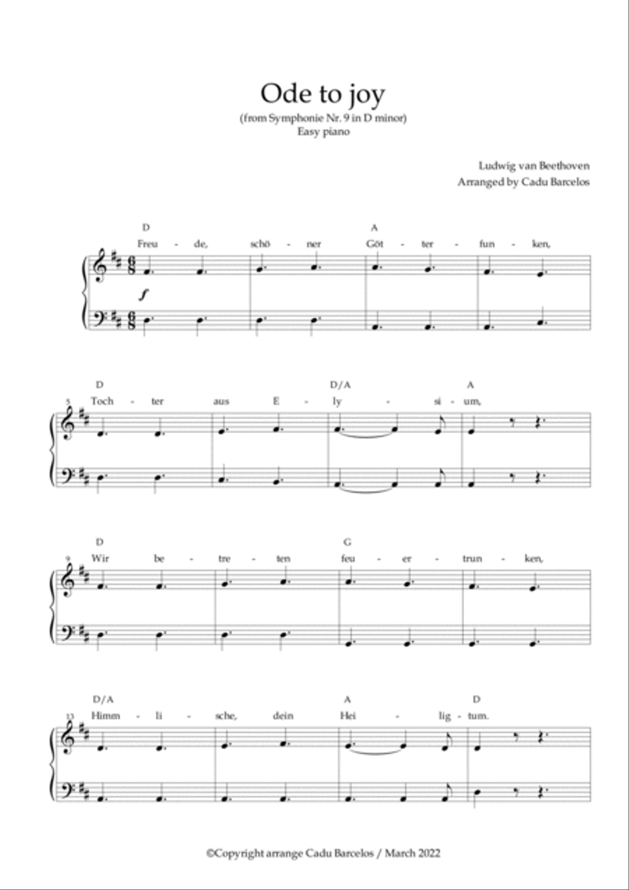 Ode to Joy - Easy Piano D Major Piano Method scores gallery preview page 2
