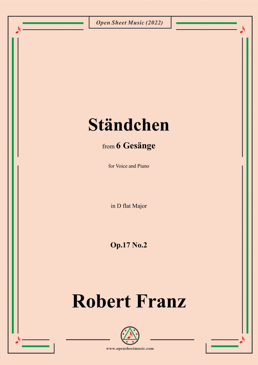 Franz-Standchen,in D flat Major,Op.17 No.2,from 6 Gesange Voice scores gallery preview page 1