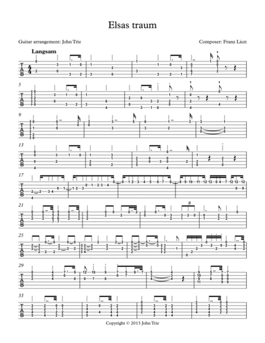 Elsas traum - guitar tablature image number null