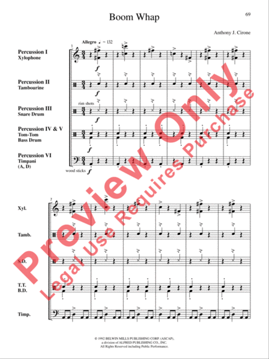 The Anthony J. Cirone Intermediate Percussion Ensemble Collection Percussion Ensemble scores gallery preview page 70