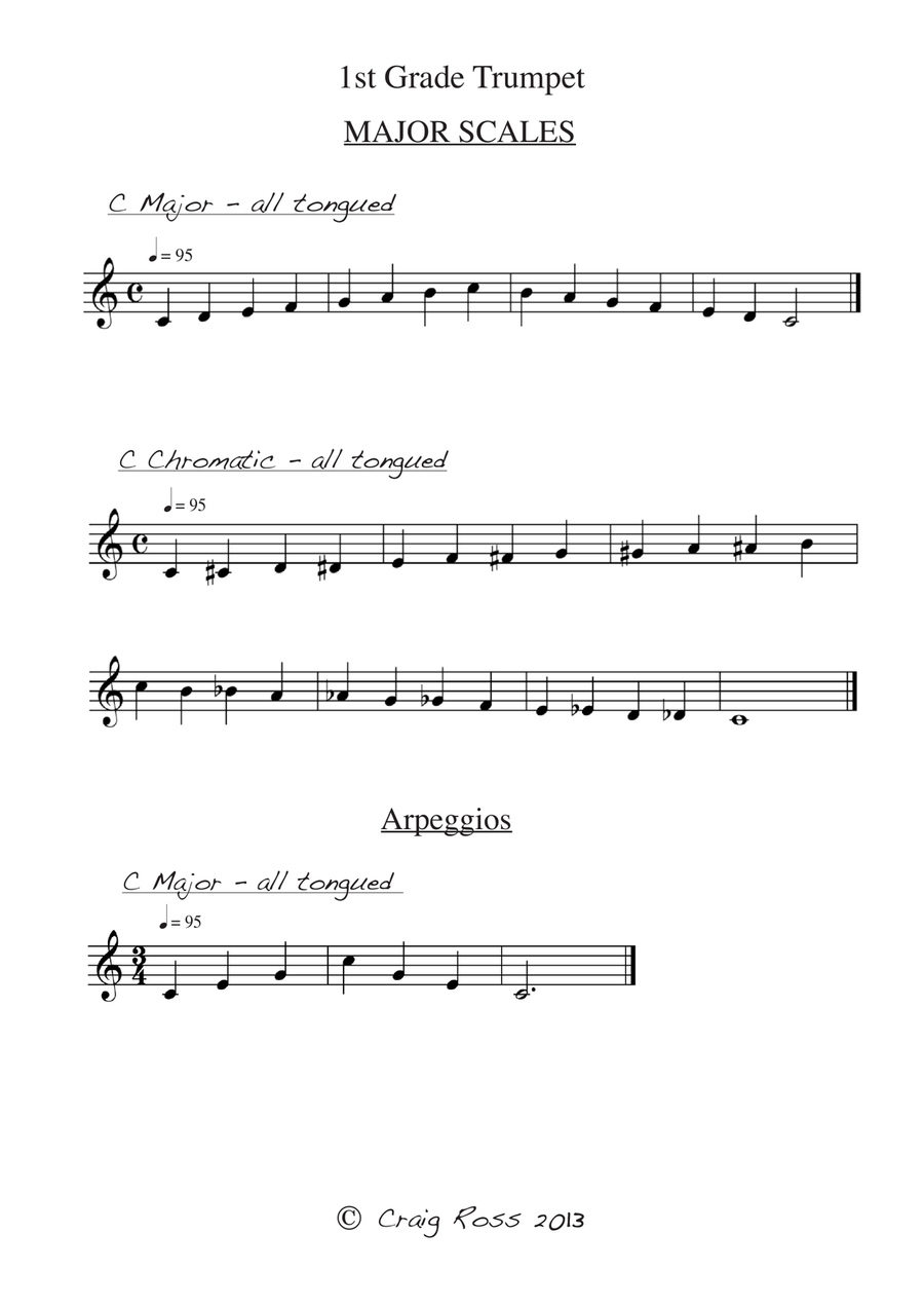 AMEB Compatible Trumpet Scales Grade 1 and 2 Trumpet Solo scores gallery preview page 3